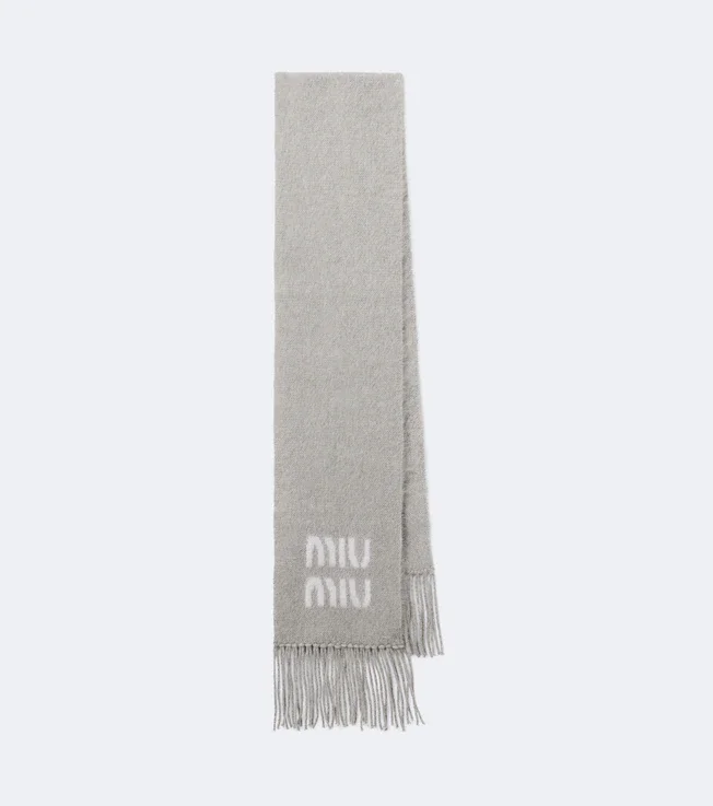 Fringed mohair and wool-blend scarf