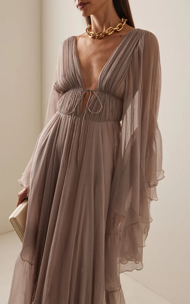 Nerina Ruffled Silk Georgette Maxi Dress