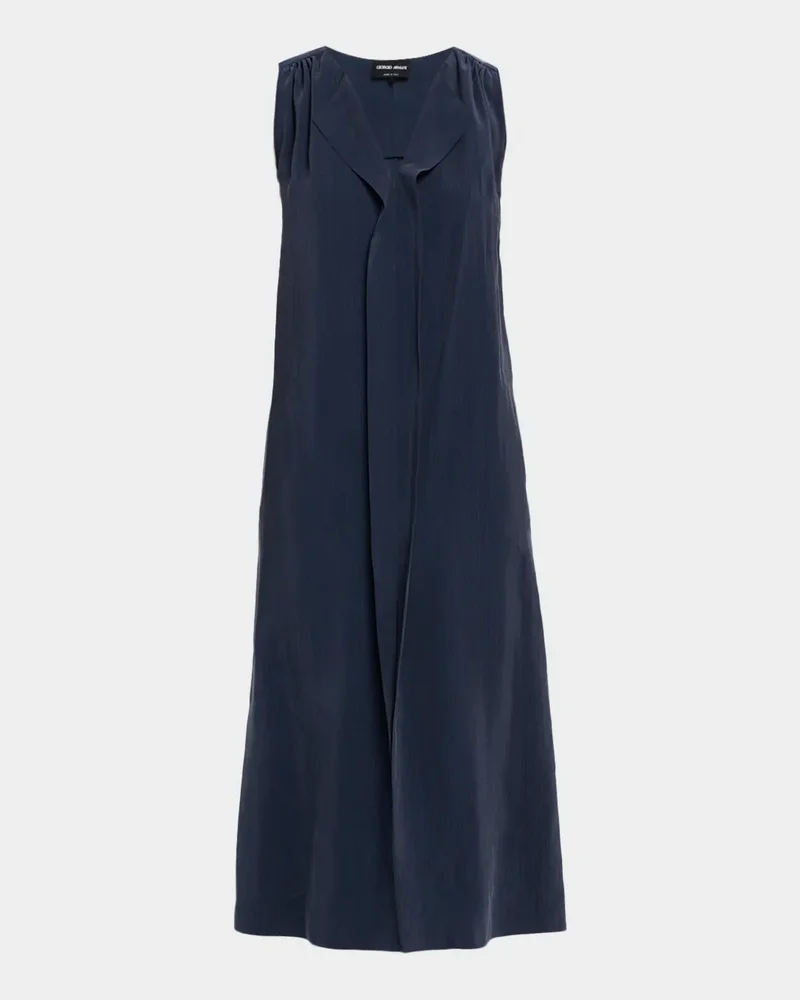 Technical Silk Sleeveless Midi Shirtdress