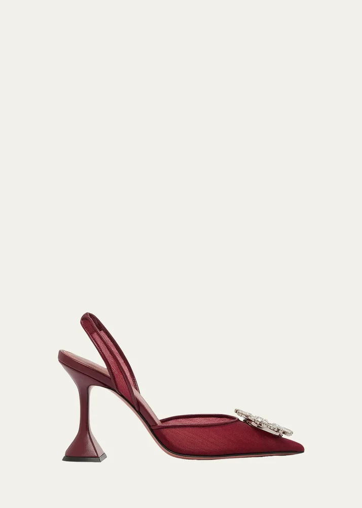 95mm Begum Mesh Crystal Slingback Pumps