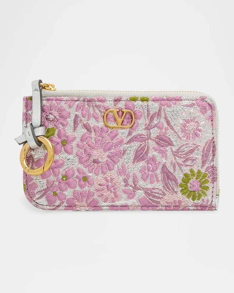 VLogo Metallic Floral Coin Purse
