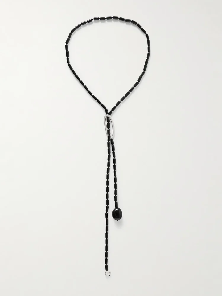 Annaya sterling silver onyx necklace