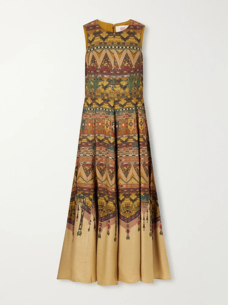 Clodette Desert printed woven silk-blend maxi dress