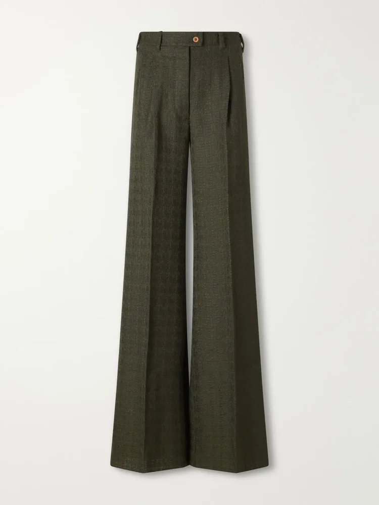 The Jasmine pleated virgin wool-blend bouclé wide-leg pants