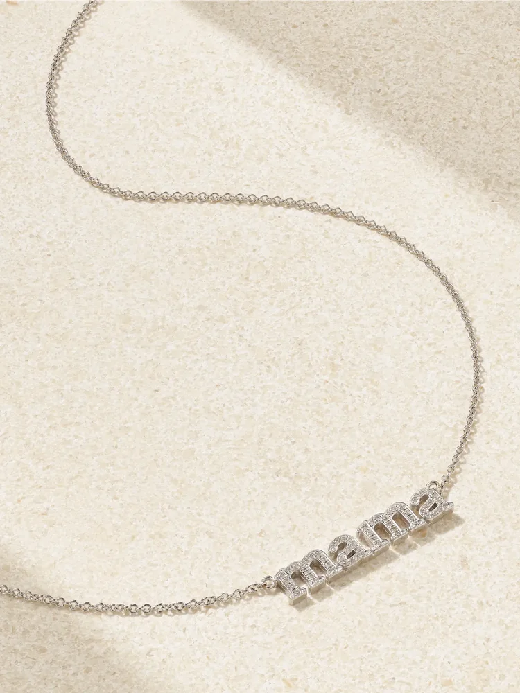Mama 18-karat white gold necklace