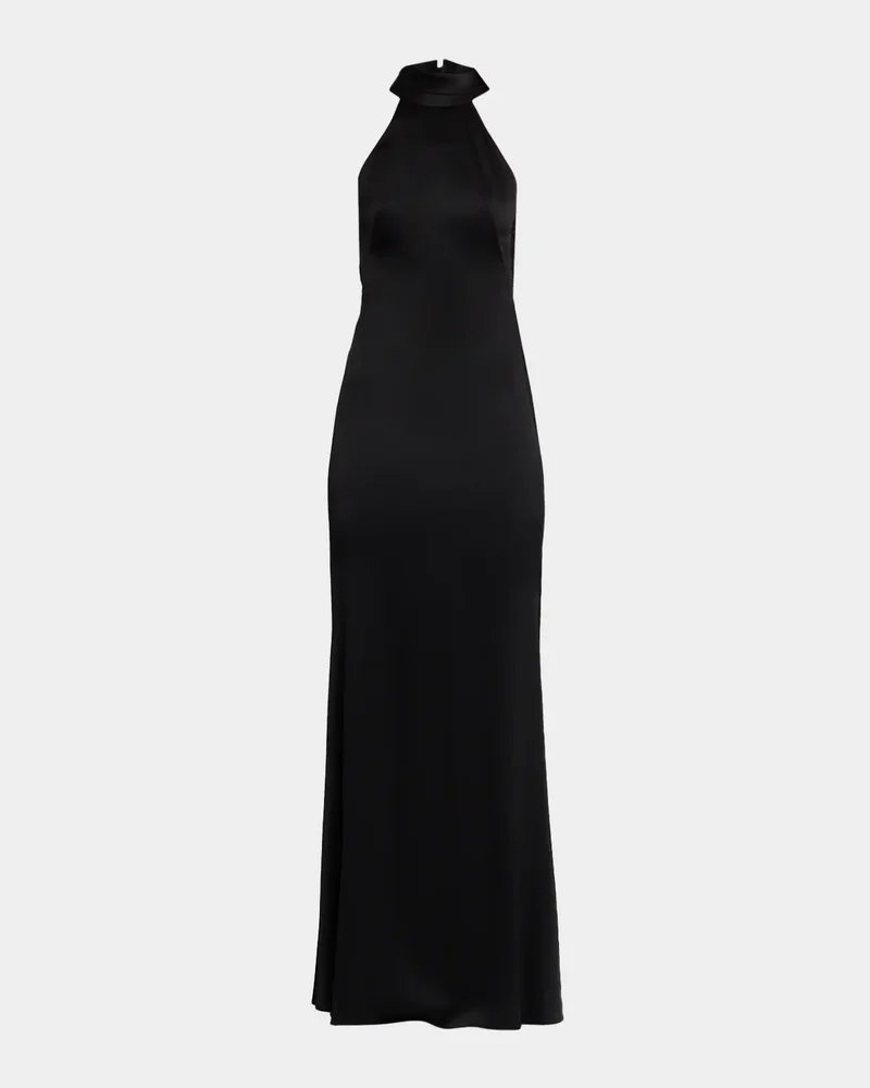 Poppy Lace-Back Halter Column Gown