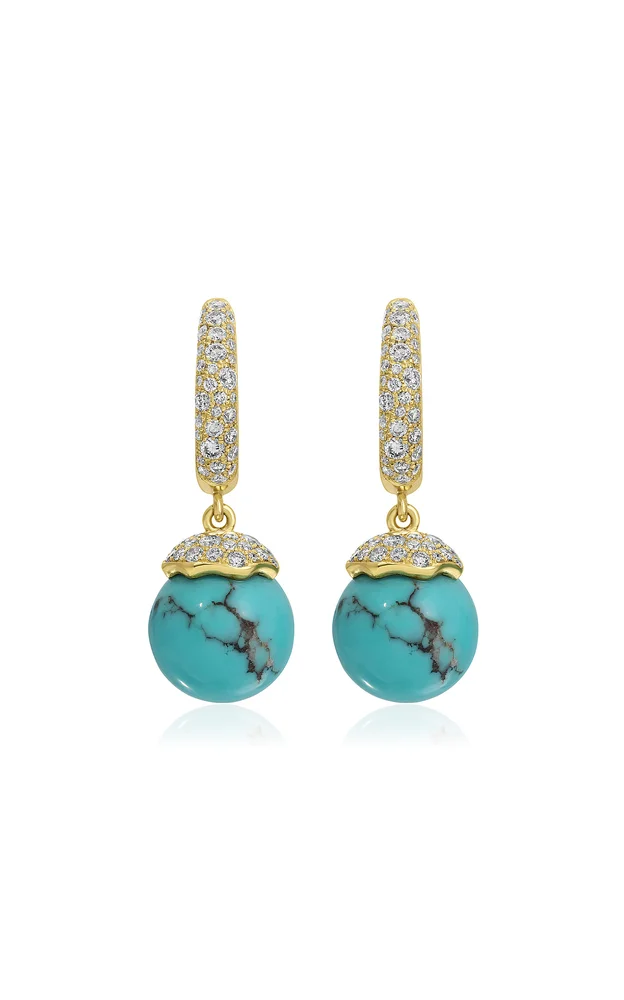 Orb Turquoise, Diamond Earrings