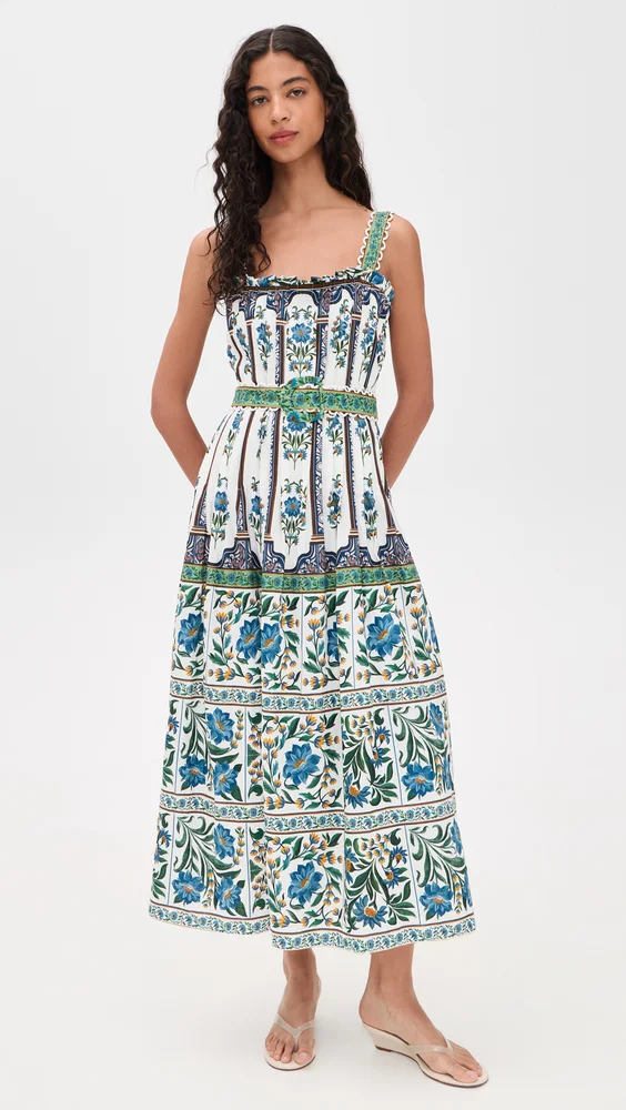 Manoela Off White Sleeveless Belt Maxi Dress