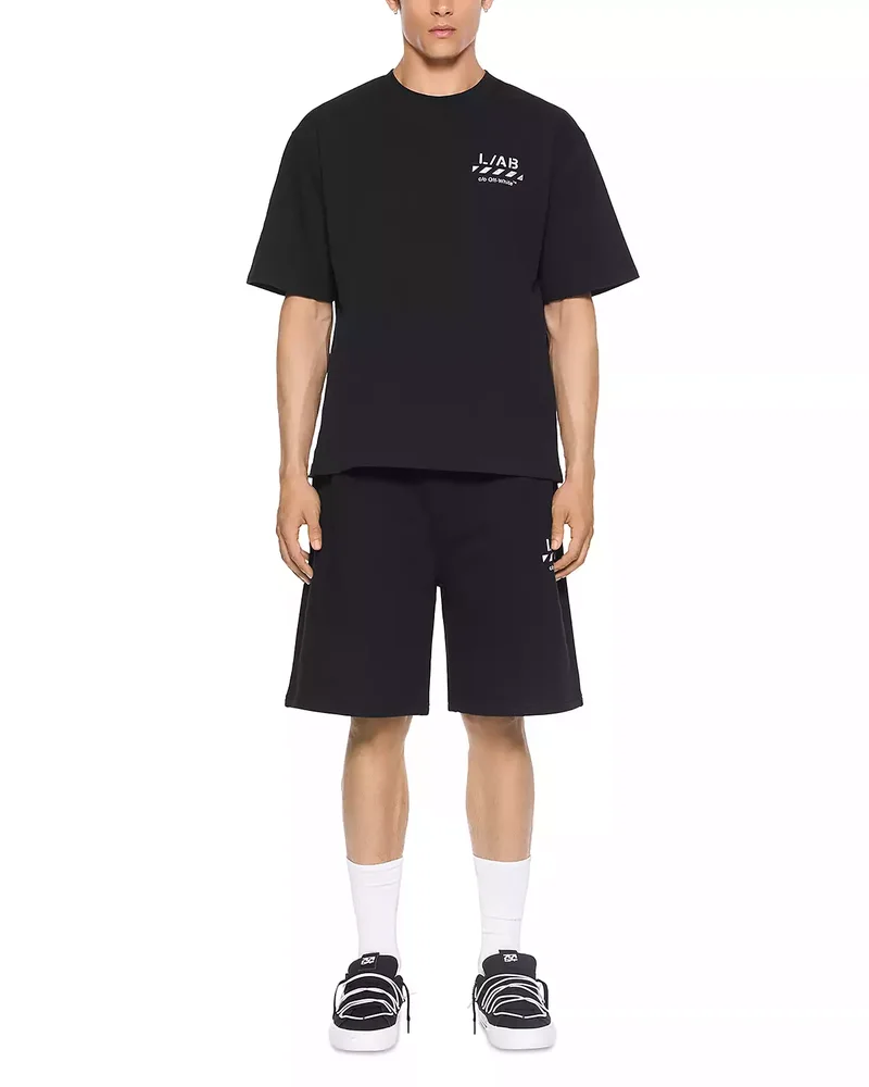 Cotton Diagonal Graphic Crewneck T-Shirt