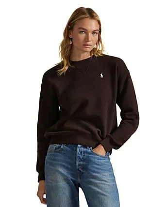 Cotton Blend Fleece Crewneck Sweater