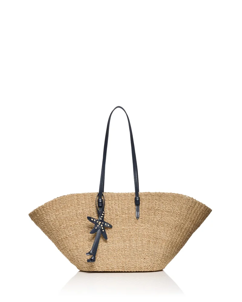 East West Large Straw Beach Tote Bag