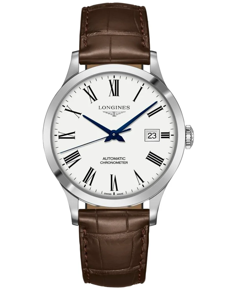 Automatic Record Chronometer Brown Leather Strap Watch