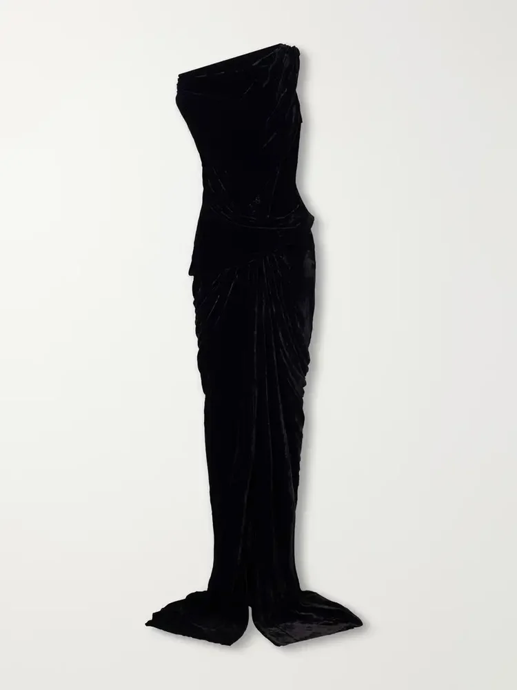 Strutter draped velvet gown
