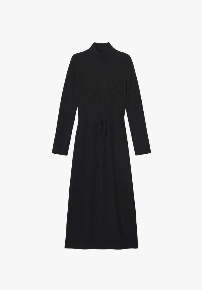 Aimee Dress - Long black wool dress
