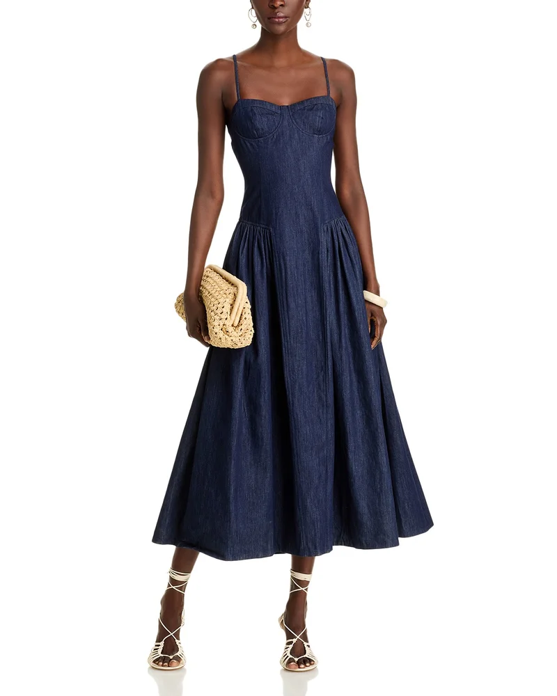 Denim Bustier Midi Dress