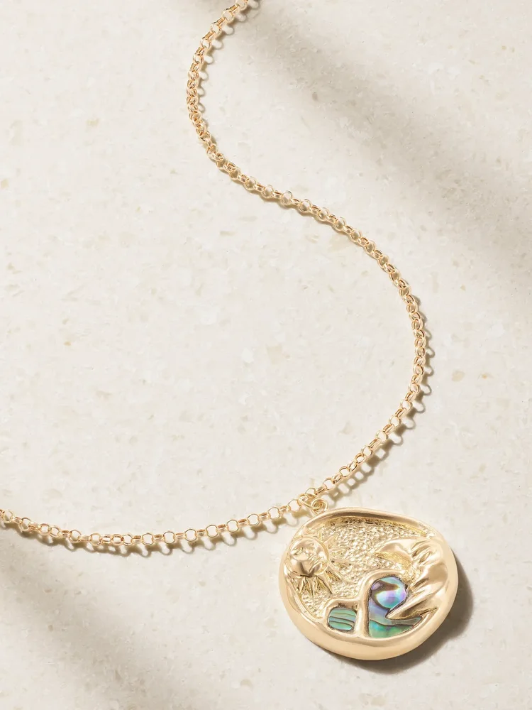 Eternal Sunrise 18-karat gold and abalone necklace
