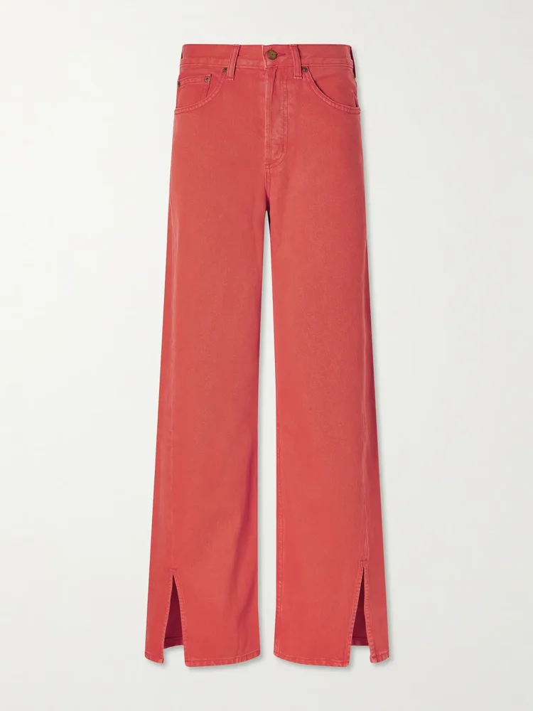 Charlot Split Hem mid-rise wide-leg jeans