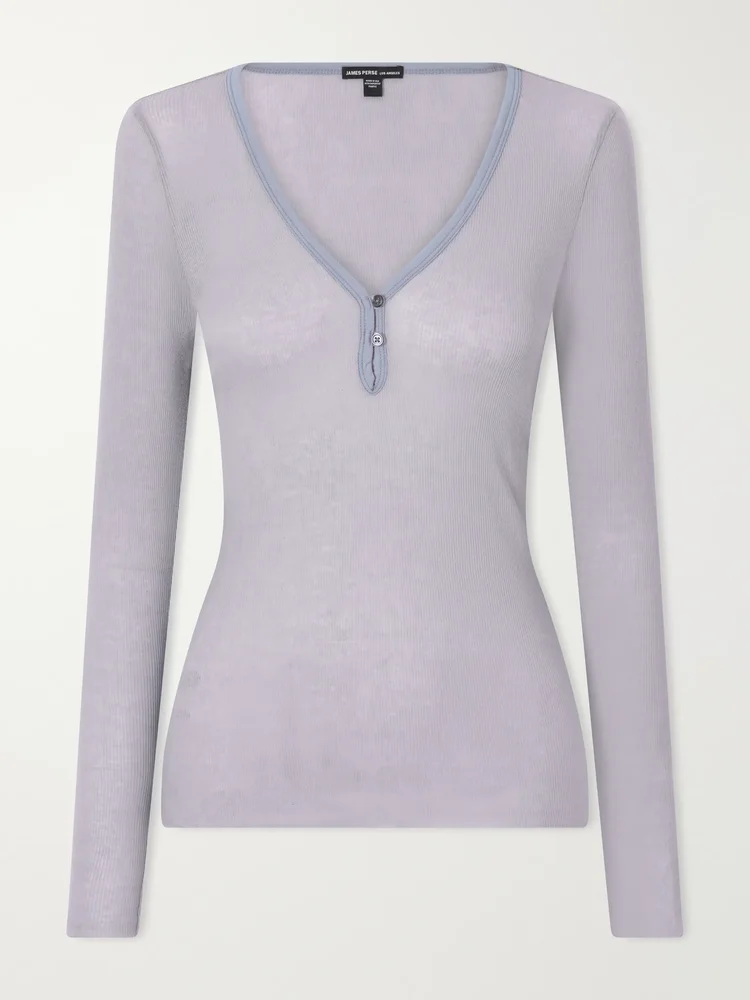 Ribbed cotton and cashmere-blend T-shirt