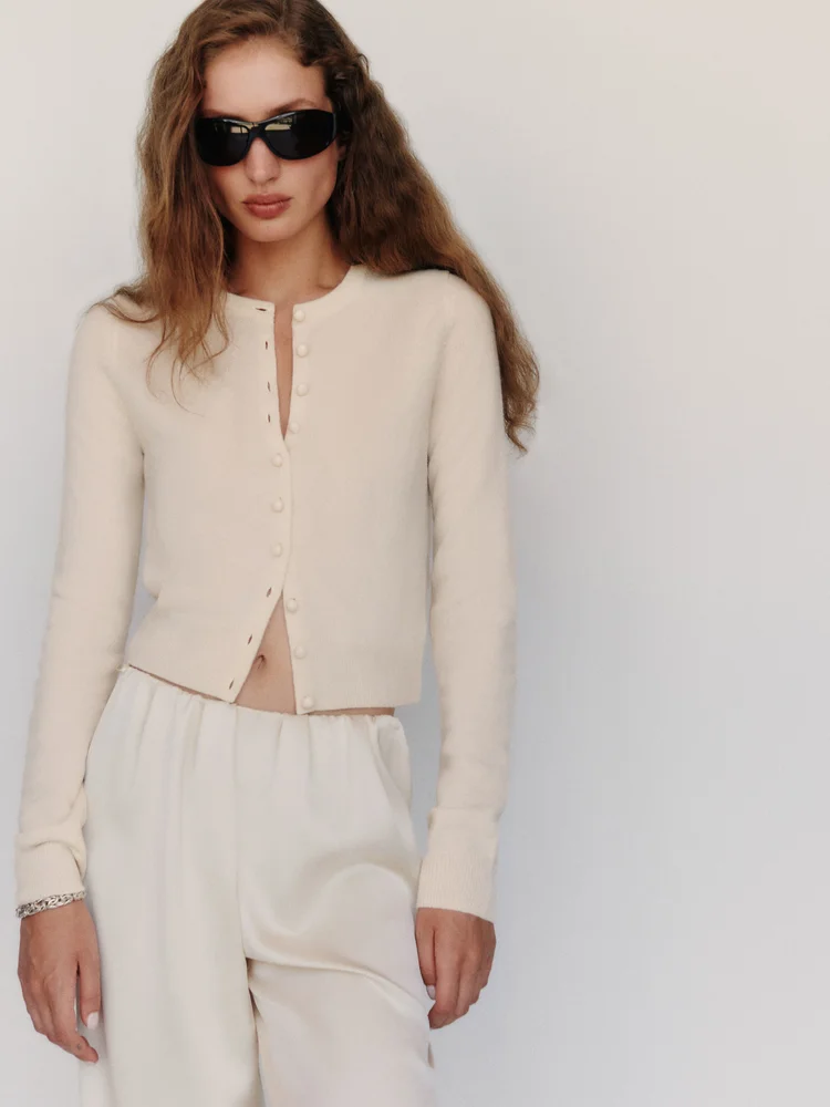 Caspia Cashmere Cropped Cardigan