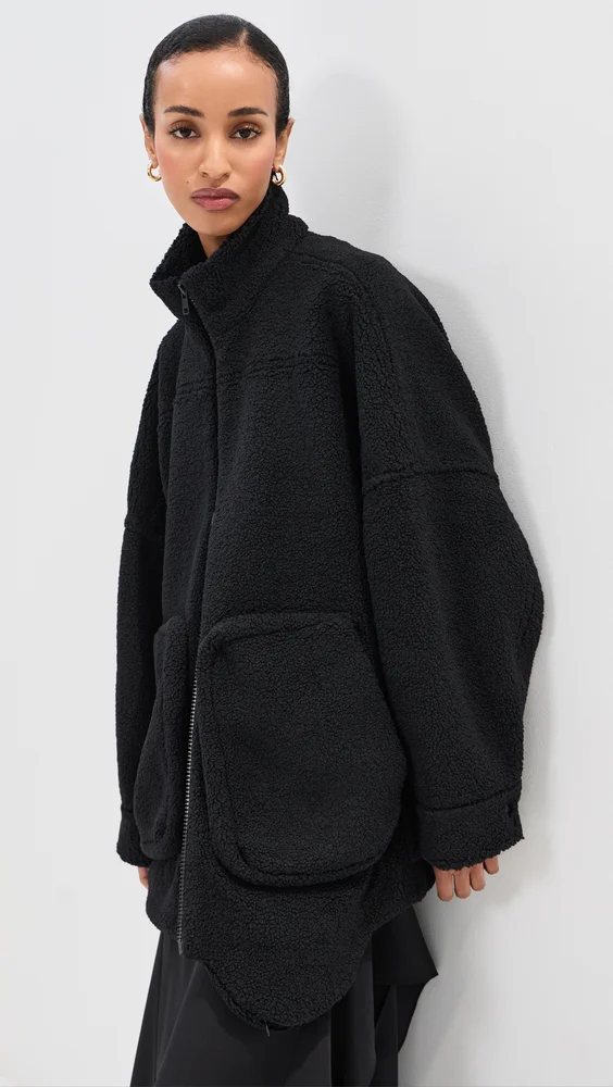 Cozy Fleece Cubic Zipup Bomber Jacket