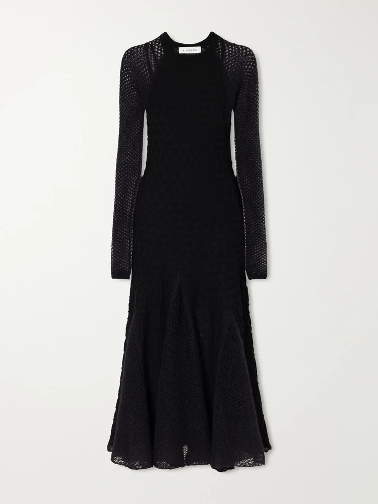 Open-knit wool maxi dress