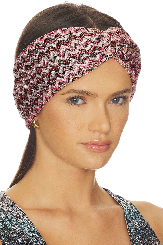 Headband in Pink Chevron Multi