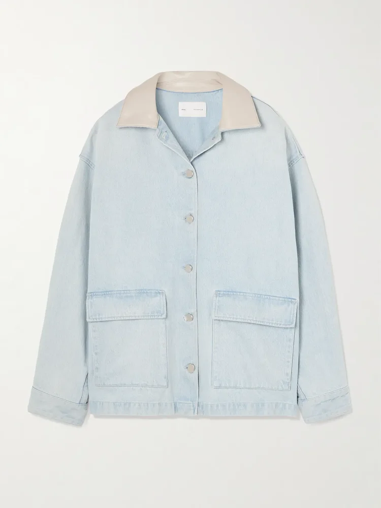 Maria McManus oversized leather-trimmed denim jacket