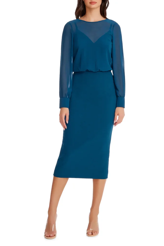 Pilar Mixed Media Long Sleeve Dress