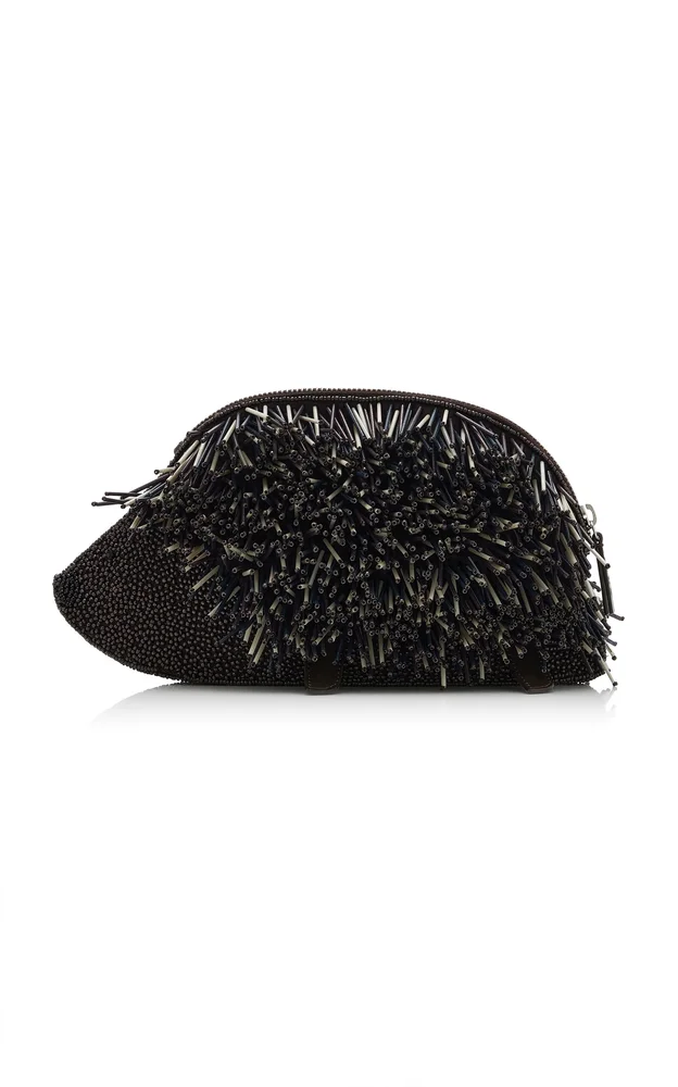 Porcupine Beaded Leather Clutch
