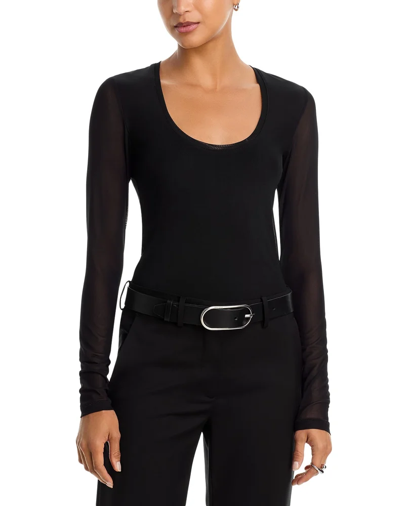 Luca Mesh Paneled Scoop Neck Top
