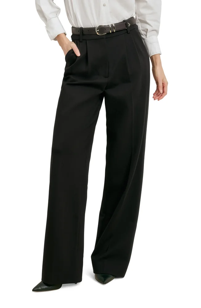 The Anywhere Pleated Wide Leg Pants, Black