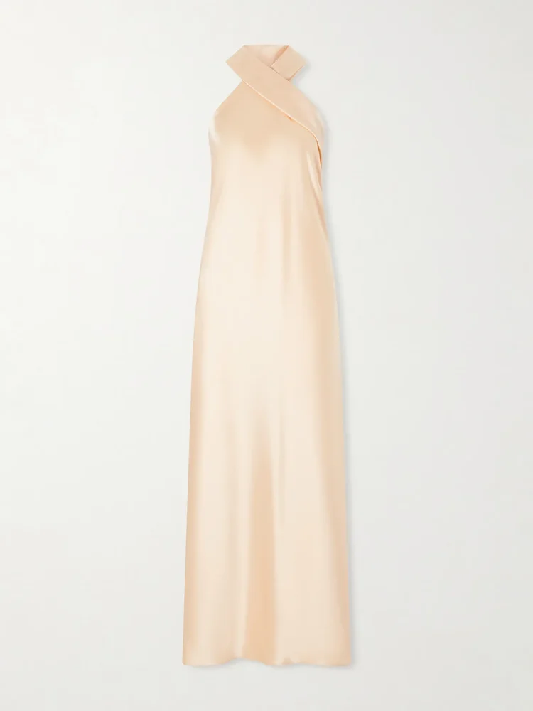 Pandora satin halterneck midi dress