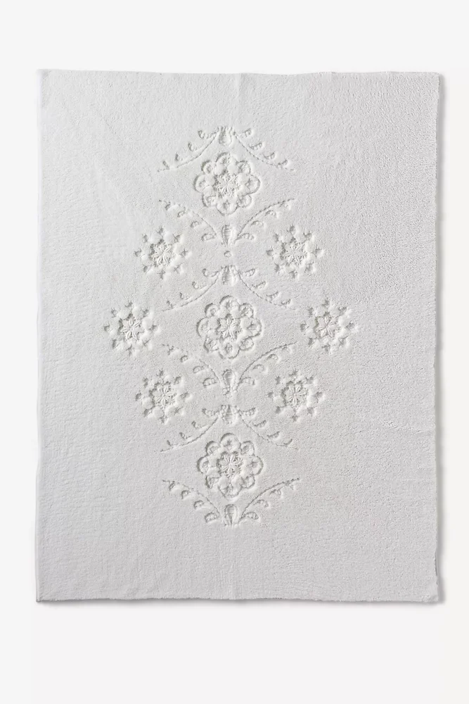 Ophelia Floral Carved Faux Fur Throw Blanket