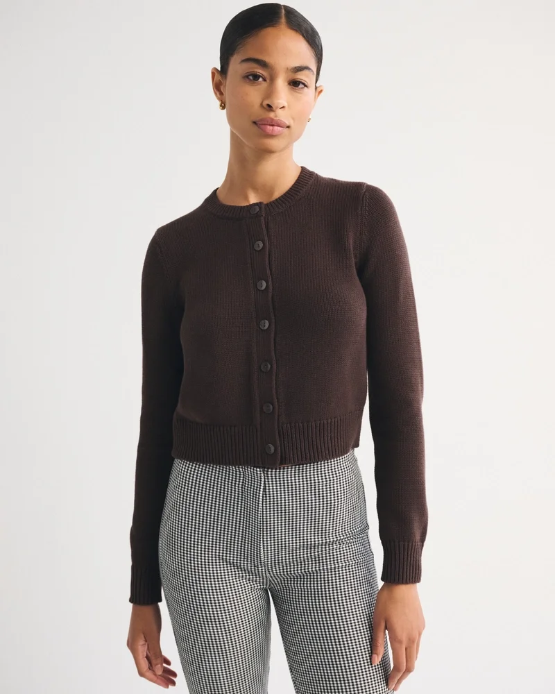 100% Cotton Shrunken Crew Cardigan