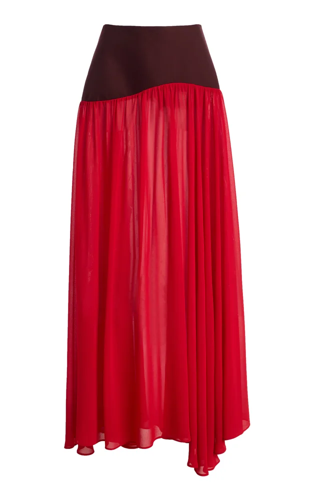 Exclusive Wave Chiffon Midi Skirt