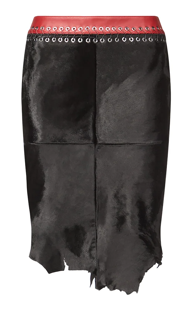 Lucy Embellished Pony Hair Midi Skirt