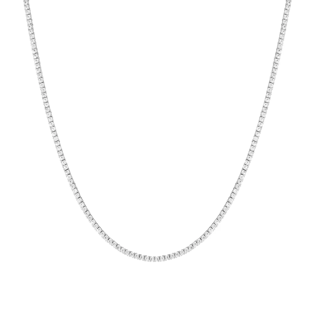 Lab Grown White Sapphire Tennis Necklace