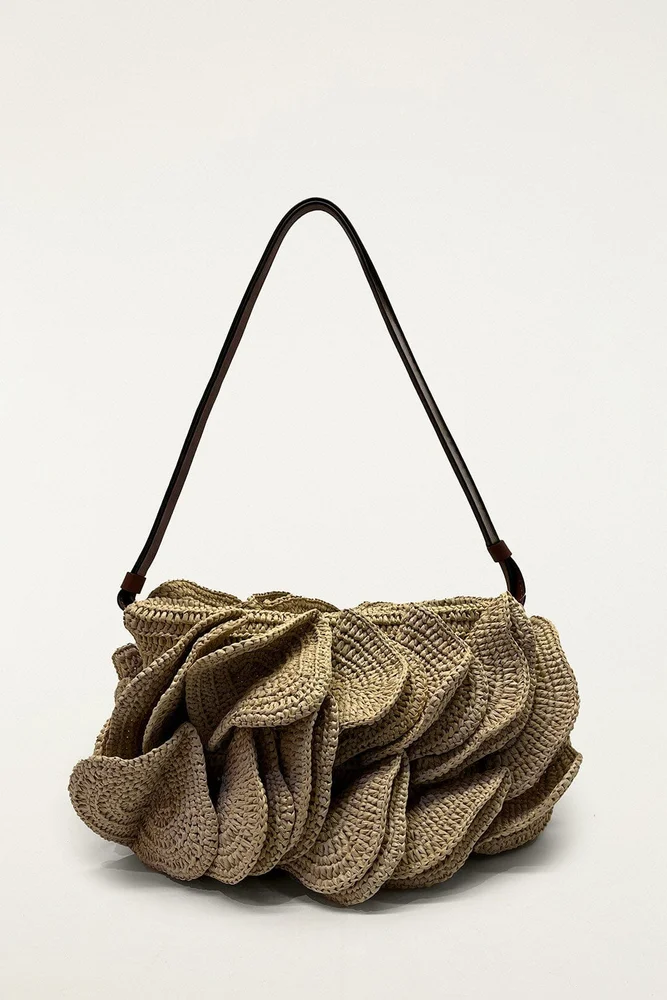 Raffia Shoulder Flower Bag