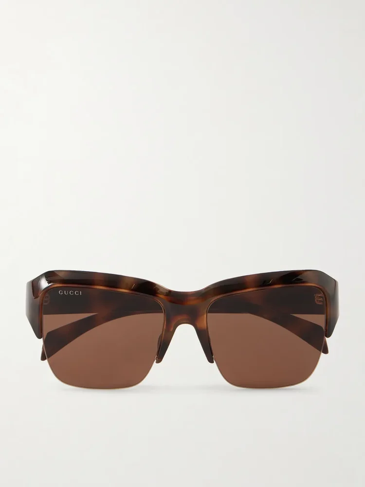Aviator-style tortoiseshell acetate sunglasses