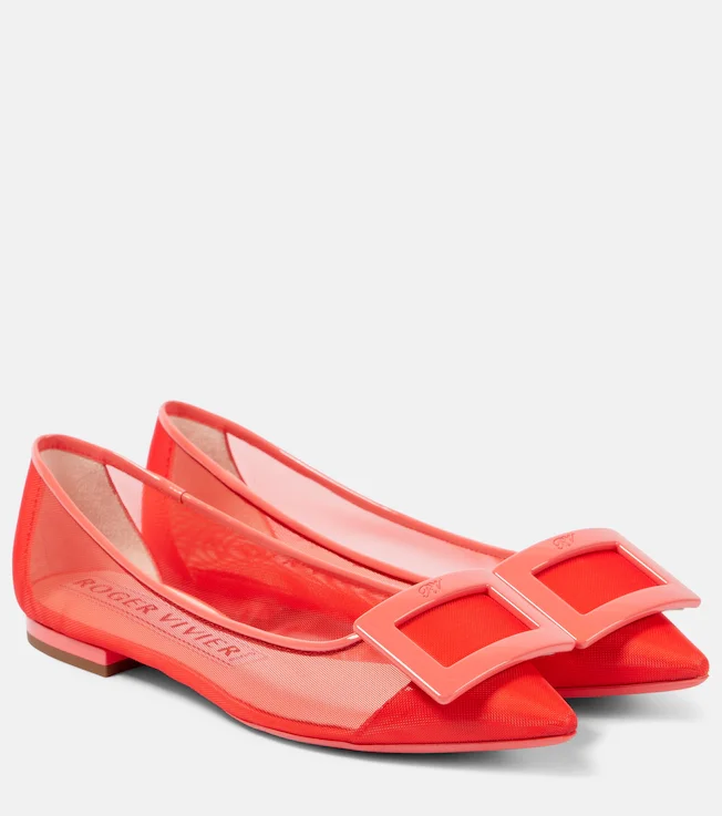 Gommettine leather-trimmed ballet flats