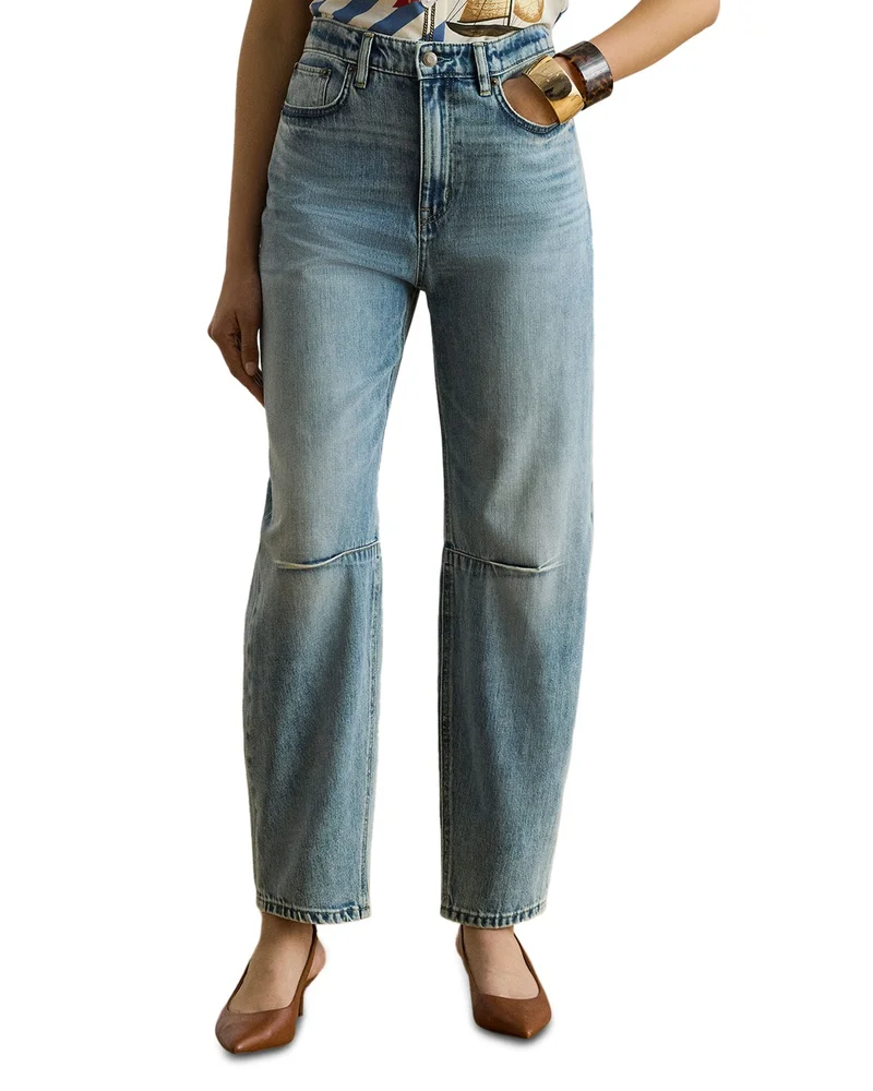 High Rise Barrel Jeans in Blue