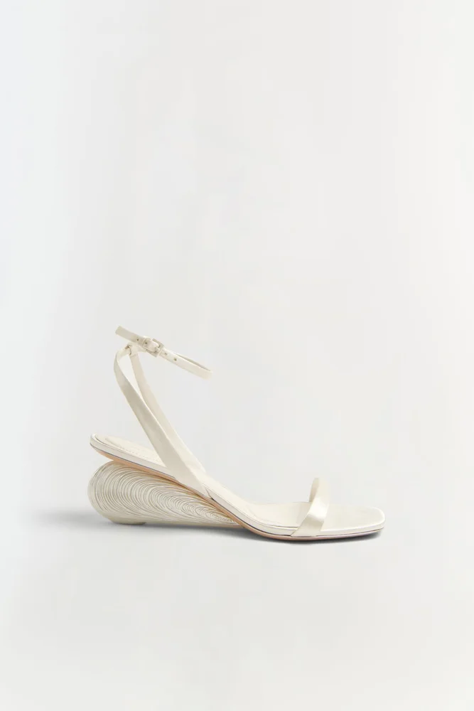Bridget Satin Shell Wedge Sandal