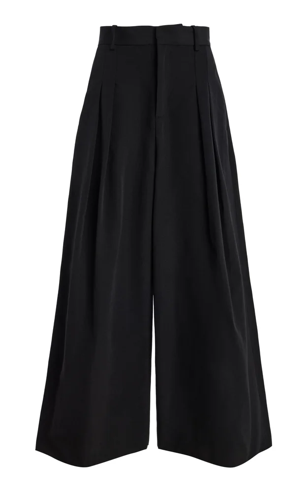 Pleated Wide Leg Cotton Pants