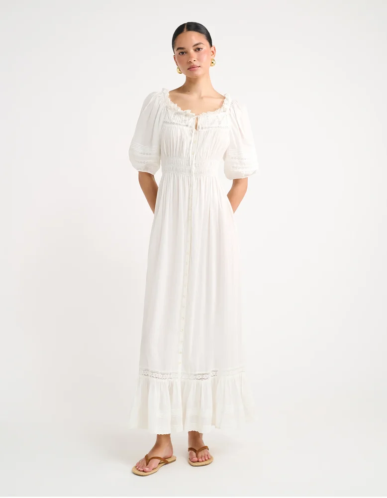 Sea Cotton Midi Dress, White