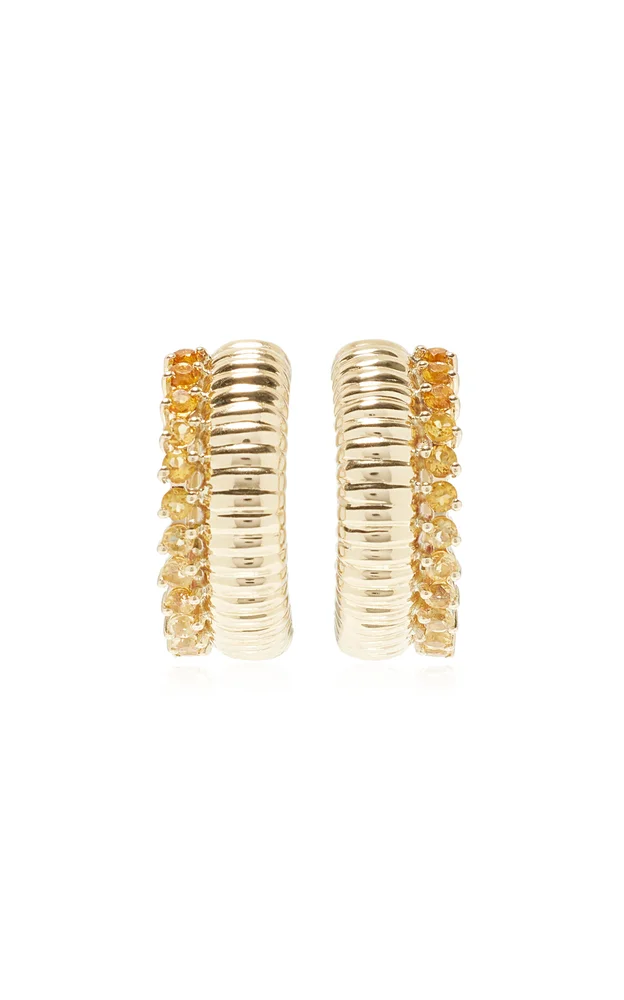 Exclusive Riviera Buoyed Brelingot 9K Yellow Gold Ombre Citrine Hoop Earrings
