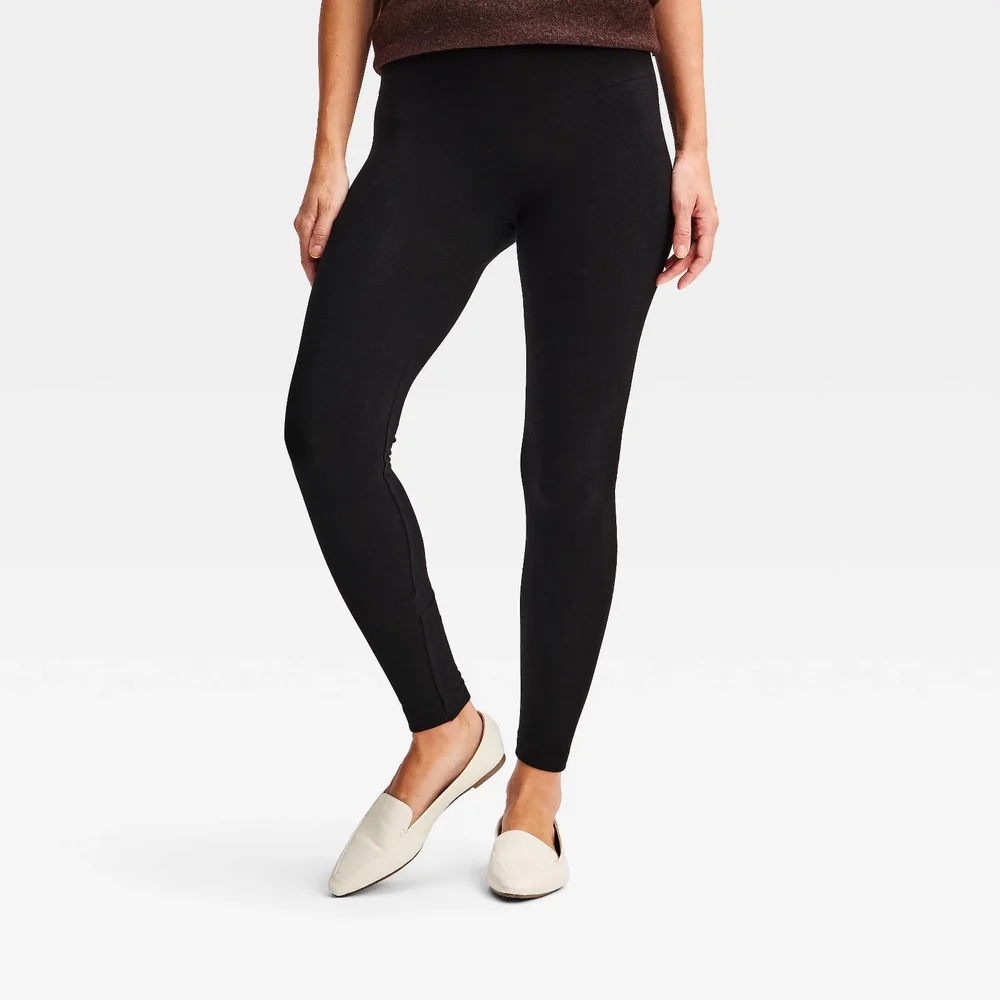 Cotton Blend Seamless Fleece Lined Leggings