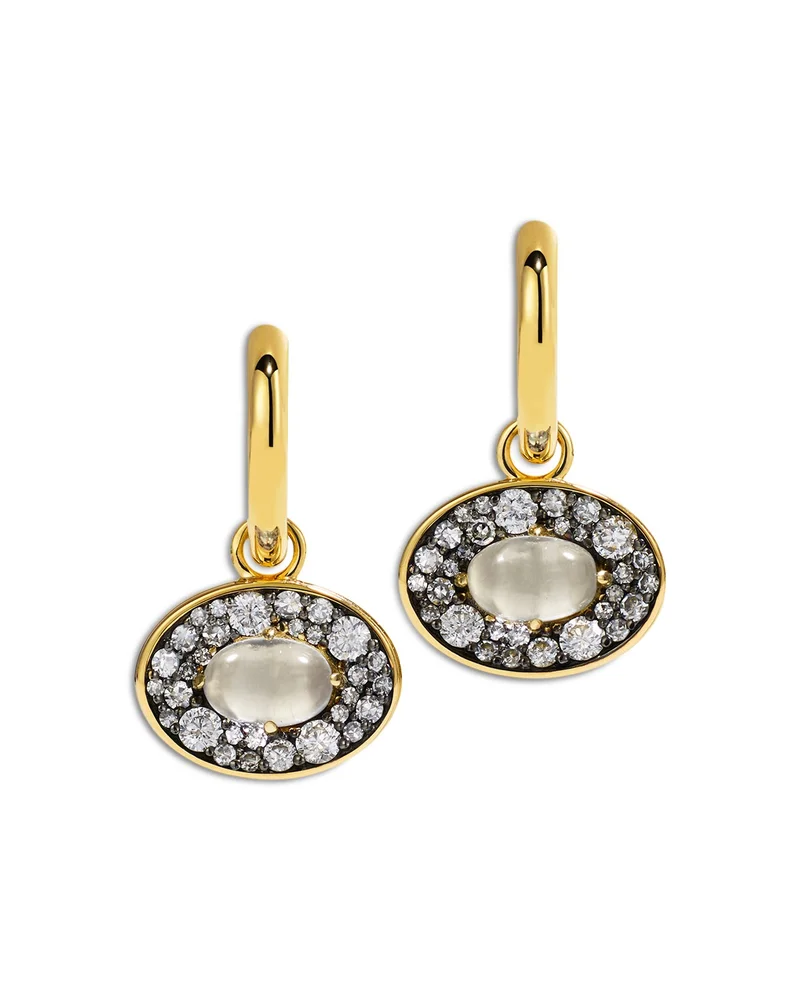 14K Yellow Gold Reverie White Topaz & Diamond Dangle Hoop Earrings