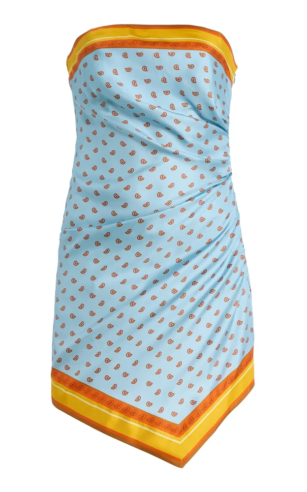 Exclusive La Isla Bandana-Print Silk-Twill Scarf Mini Dress