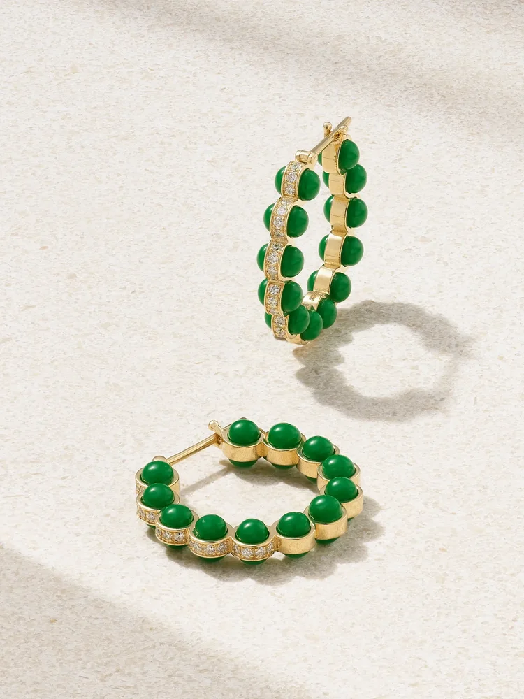 Atoms 18-karat gold, enamel and diamond hoop earrings