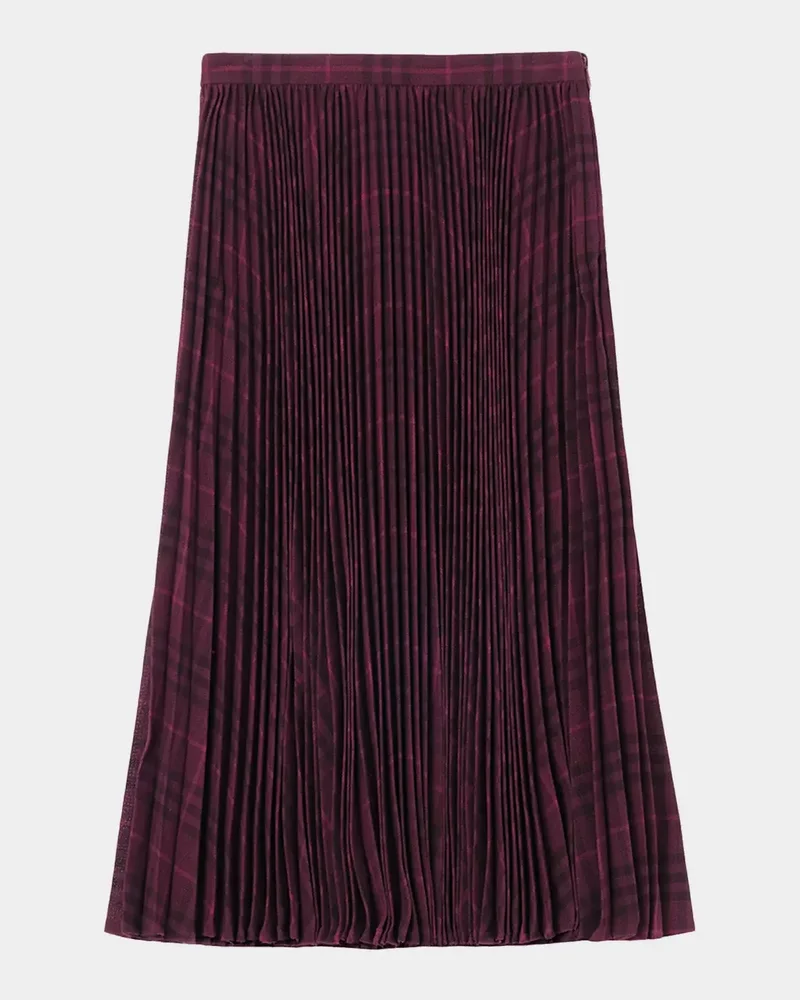 Petal Pleated Plaid Midi Skirt
